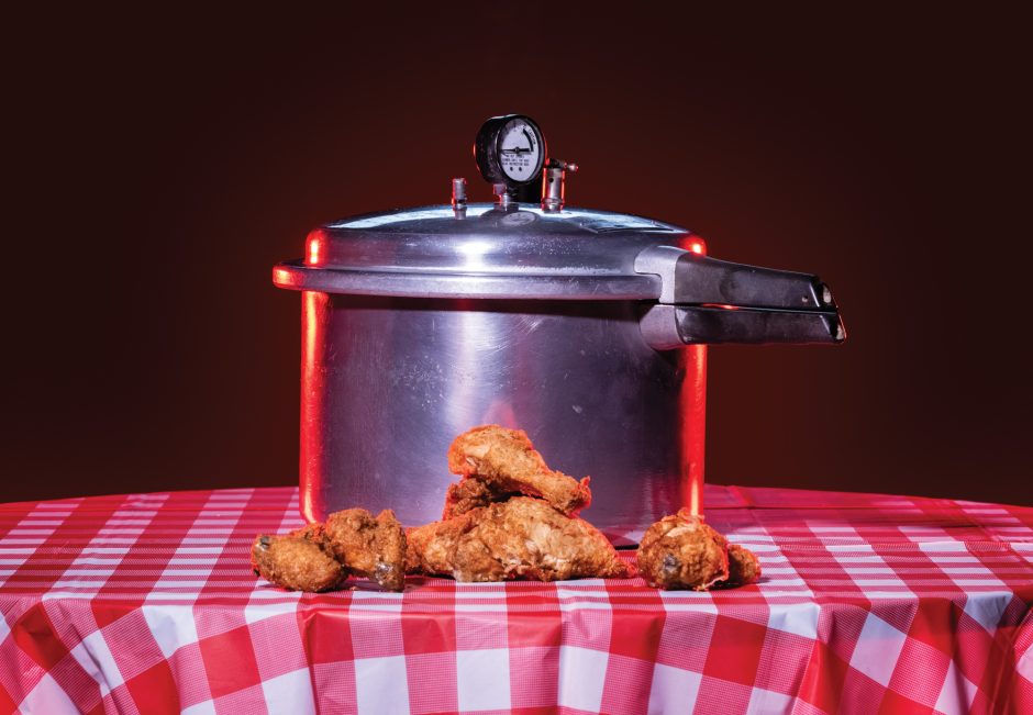 pressure cooker with fried chicken