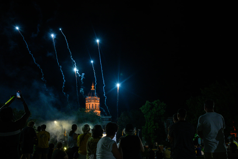 Blue fireworks over Jesse