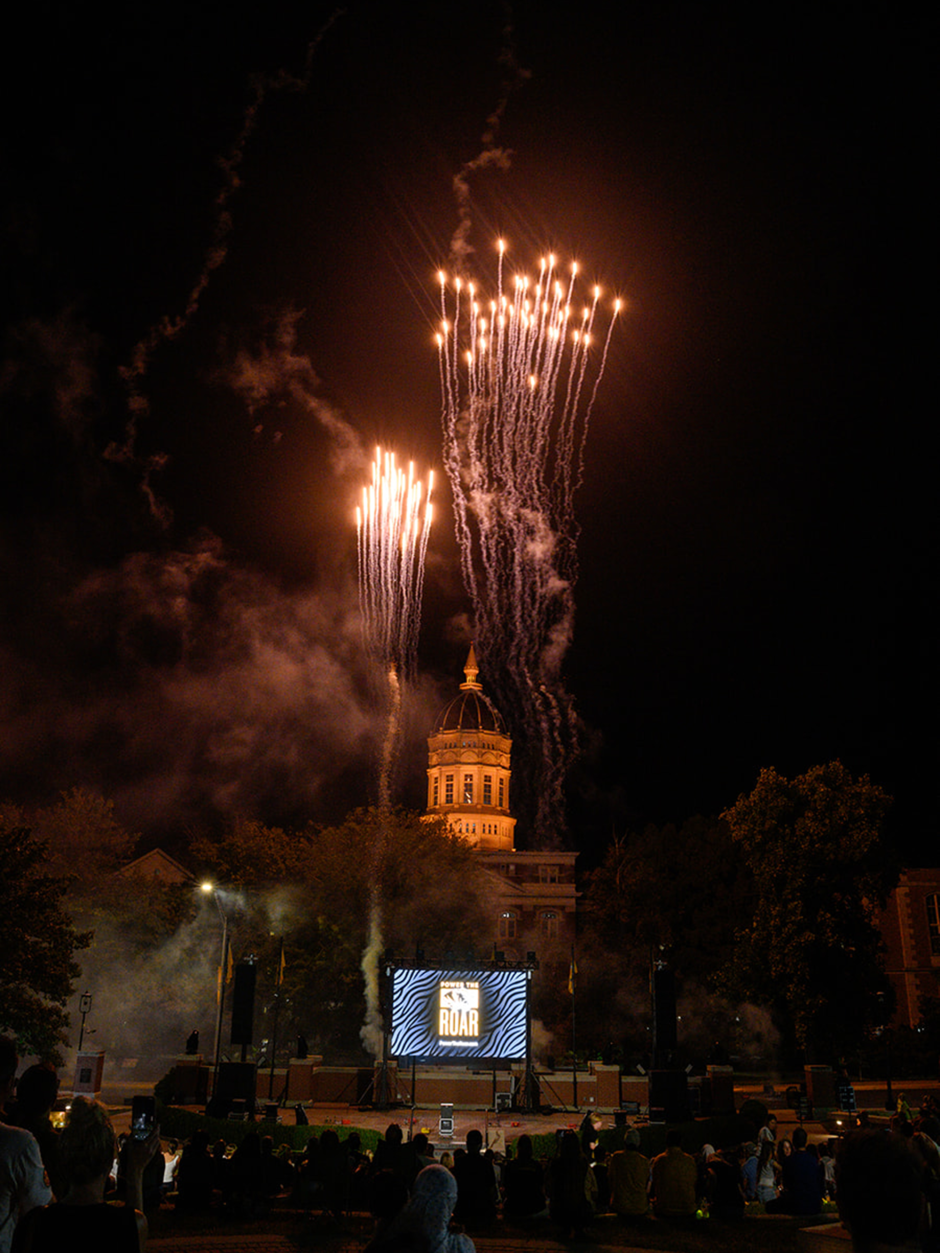 Gold fireworks above Jesse