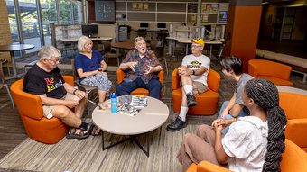 Group of friends talk