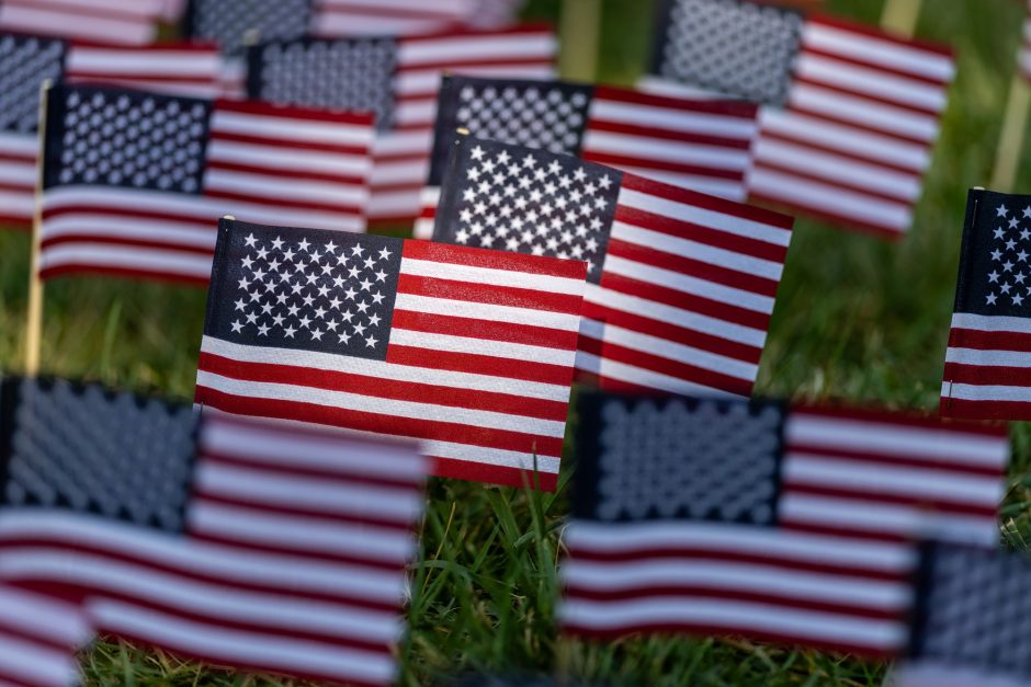 a group of mini American flags