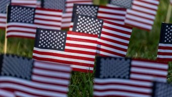 Several mini American flags