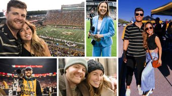 Collage of photos of Tom Martin and Aly Trost Martin