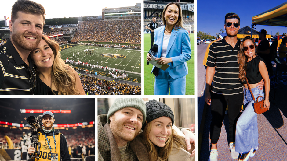 Collage of photos of Tom Martin and Aly Trost Martin