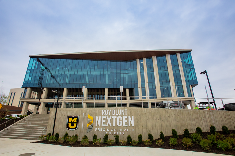 The exterior of the Roy Blunt NextGen Precision Health building.