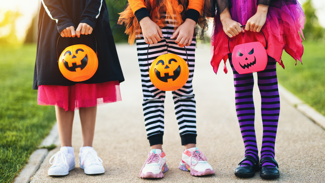 Three children in costumes
