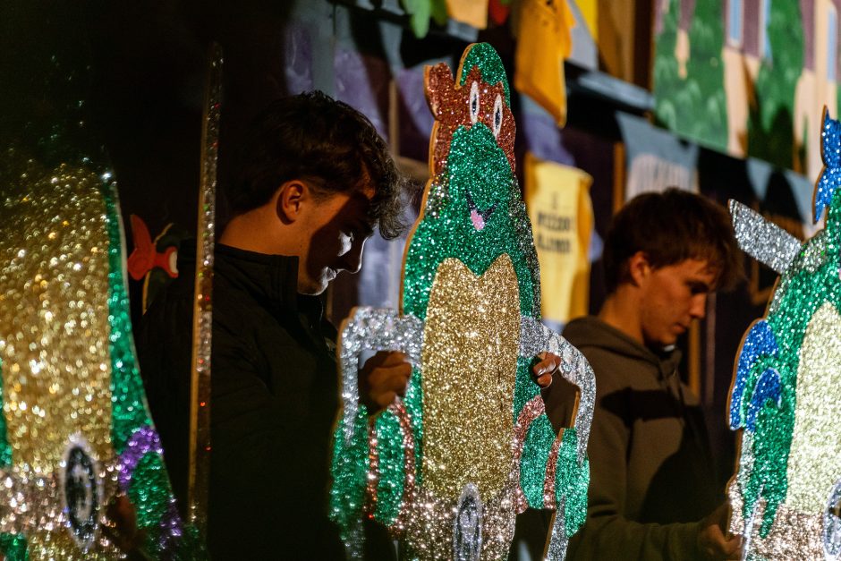 Student working on decorations