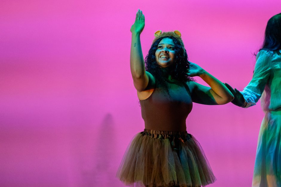 Student performing on stage