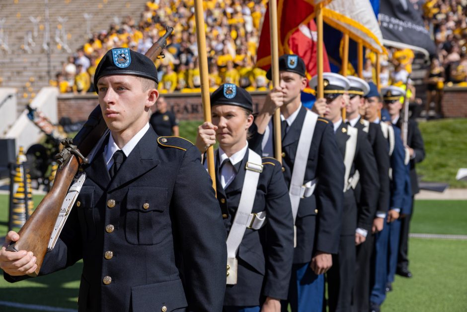 ROTC Cadets on the football field
