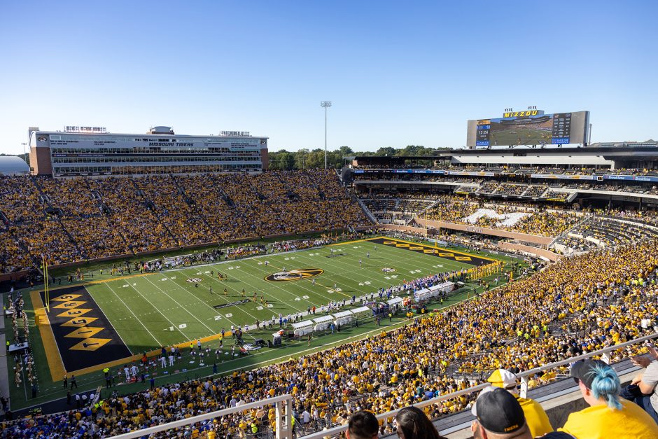 Faurot Field and fans inside Memorial Stadium