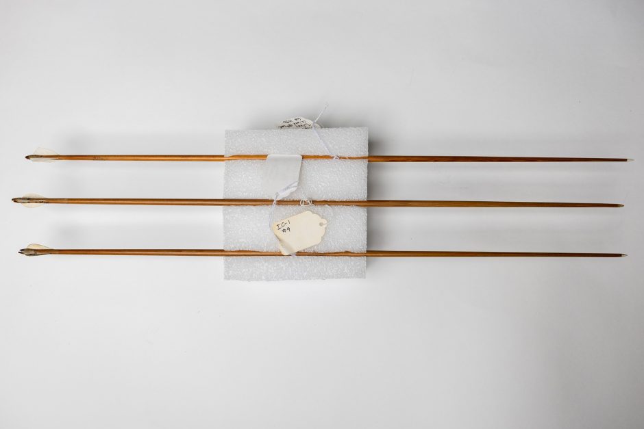 Several flight arrows from the Grayson Archery Collection