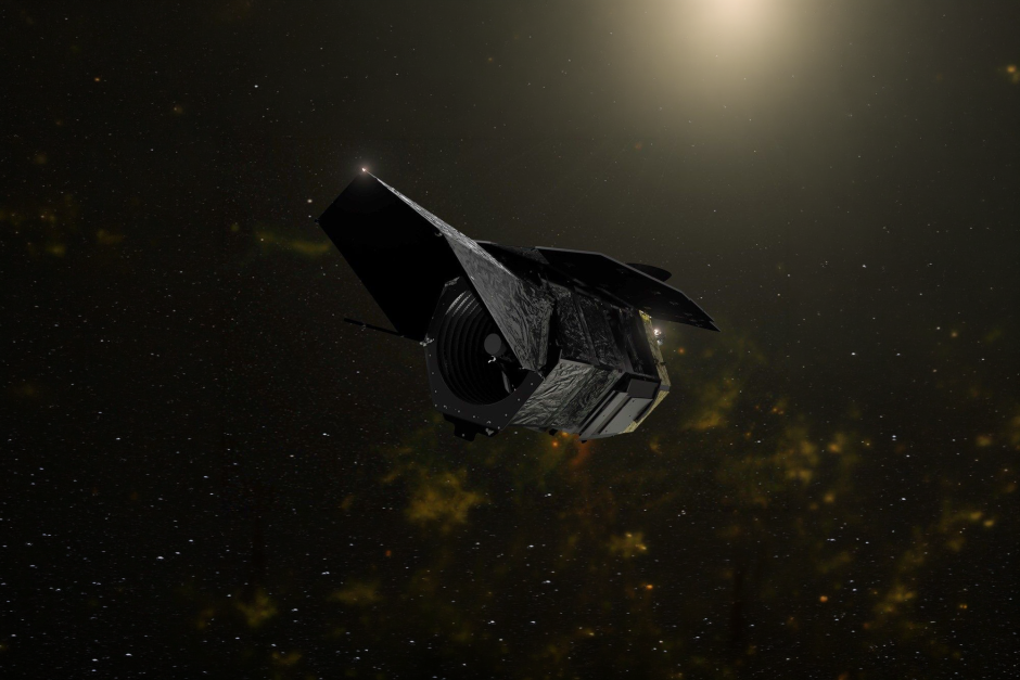 An illustration of the Nancy Grace Roman Space Telescope in orbit